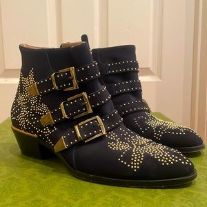 Chloe Navy Blue Suede Susanna Boots size 39